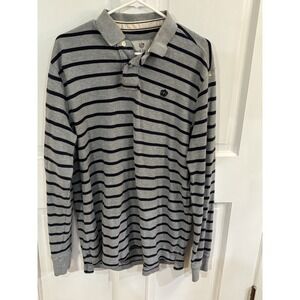 Duck Head Jeans Co XL Long Sleeve Polo Grey Stripes